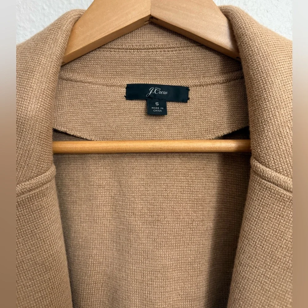 J. Crew Sophie Open-Front Sweater-Blazer in Tan